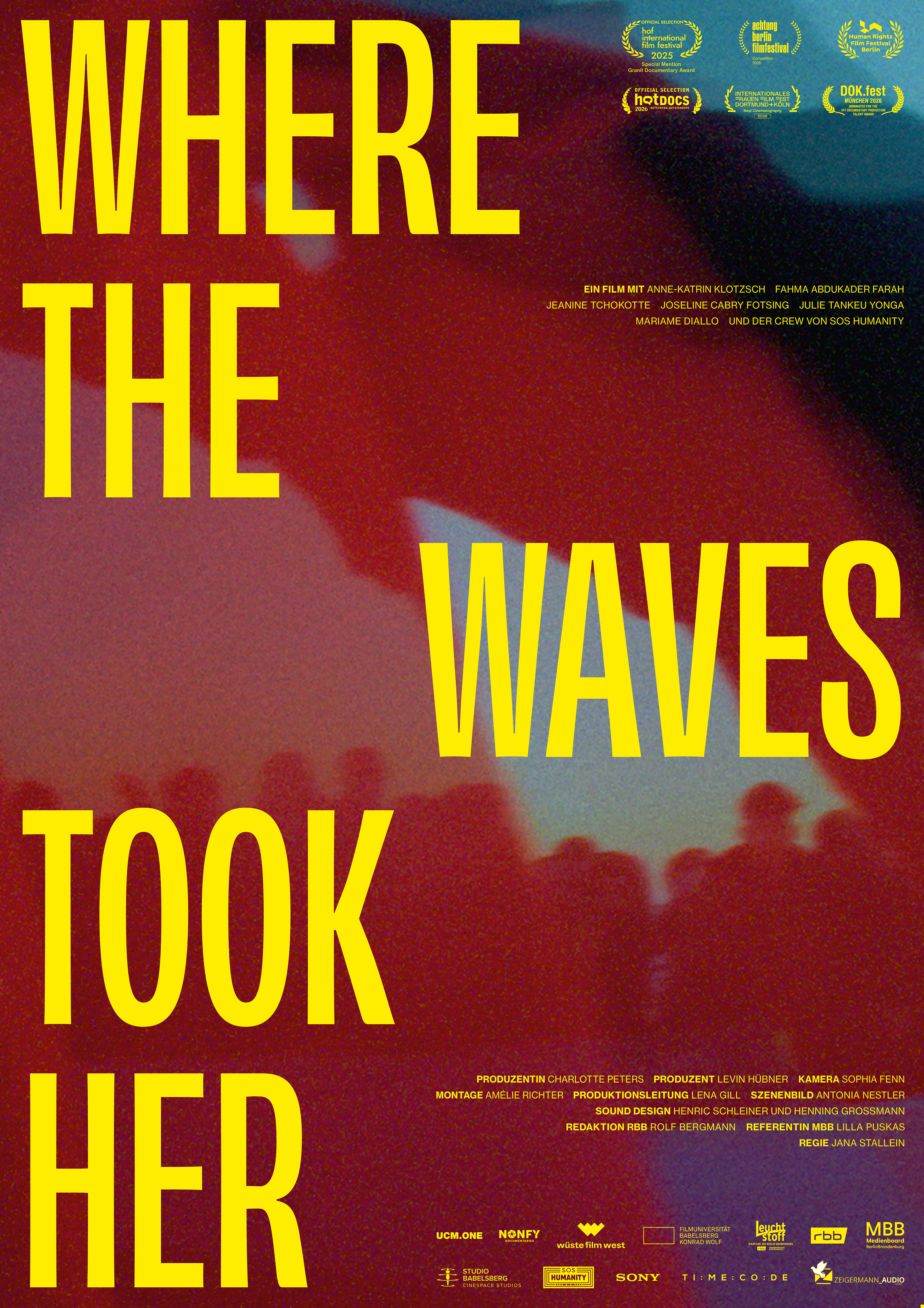 Filmplakat auf dem steht: WHERE THE WAVES TOOK HER